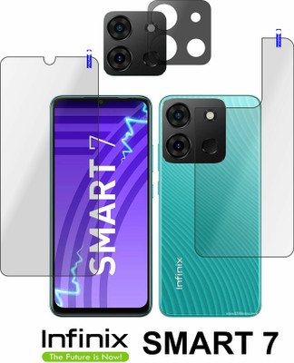 PONDRIK Front and Back Tempered Glass for Infinix SMART 7(Pack of 3)