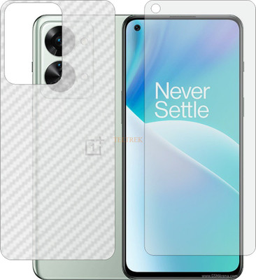TELTREK Front and Back Tempered Glass for ONE PLUS NORD 2T CPH2401 (Front Matte Finish & Back 3d Carbon Fiber)(Pack of 2)