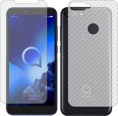 TELTREK Front and Back Tempered Glass for ALCATEL 1S (Front Matte Finish & Back 3d Carbon Fiber)(Pack of 2)