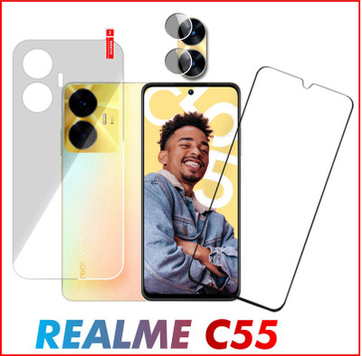 Olonga Front and Back Tempered Glass for REALME C55(Pack of 3)