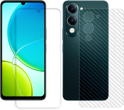 ARBAN Front and Back Tempered Glass for vivo Y29s 5G Tempered Glass Screen Protector | Anti-Scratch | Edge to Edge Full Coverage | 9H Hardness (1 FRONT TEMPERED GLASS AND 1 BACK CARBON FIBER SKIN)(Pack of 1)
