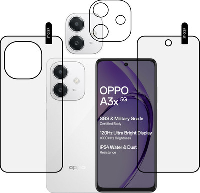 MOBKAVACH Front and Back Tempered Glass for OPPO A3X 5G WITH CAMERA LENS PROTECTOR(Pack of 3)
