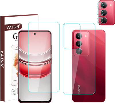 Vatsin Front and Back Tempered Glass for realme C75 5G, Realme C75 [With Rear Camera Lens Guard](Pack of 3)