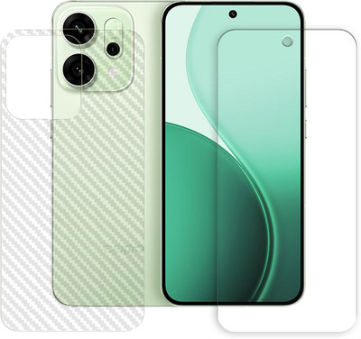 SOMTONE Front and Back Tempered Glass for Oppo Reno14 5G Tempered Glass Screen Protector | Anti-Scratch | Edge to Edge Full Coverage | 9H Hardness (1 FRONT TEMPERED GLASS PROTECTOR + 1 BACK CARBON FIBER SKIN)(Pack of 1)