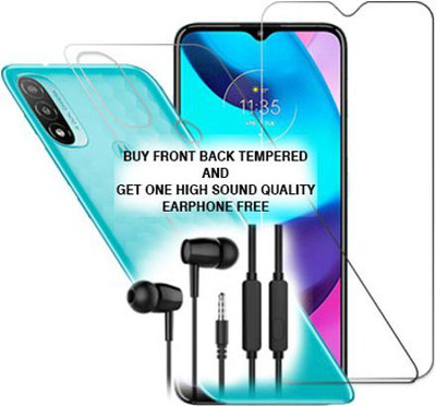 SOMTONE Front and Back Tempered Glass for Motorola Moto E20 FRONT BACK TEMPERED GLASS BUY AND GET EARPHONE FREE(Pack of 1)