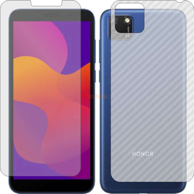 TELTREK Front and Back Tempered Glass for HUAWEI 9S (Front Matte Finish & Back 3d Carbon Fiber)(Pack of 2)