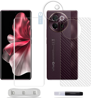 SOMTONE Front and Back Tempered Glass for vivo V40 Lite 5G Tempered Glass Screen Protector ( 1 UV TEMPERED GLASS SCREEN PROTECTOR + 1 BACK CARBON FIBER SKIN + CAMERA LENS PROTECTOR )(Pack of 1)
