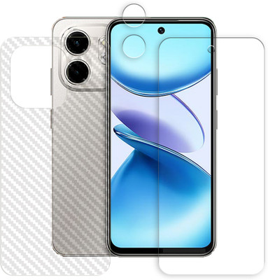 ARBAN Front and Back Tempered Glass for Infinix Smart 9 HD 4G Tempered Glass Screen Protector | Anti-Scratch | Edge to Edge Full Coverage | 9H Hardness (1 FRONT SCREEN GUARD + 1 BACK CARBON FIBER SKIN + 1 CAMERA LENS PROTECTOR)(Pack of 1)