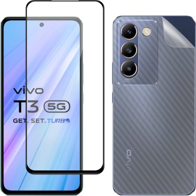 Ten To 11 Front and Back Tempered Glass for ViVO T3 5G, ViVO T3 5G [Back Carbon Fiber](Pack of 2)