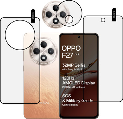 MOBKAVACH Front and Back Tempered Glass for OPPO F27 5G WITH CAMERA LENS PROTECTOR(Pack of 3)
