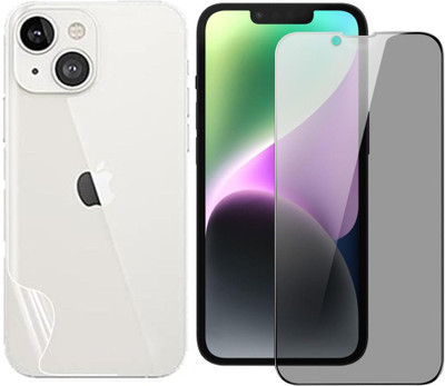 Mobi Front and Back Tempered Glass for iPhone 14 Plus 5G, Edge to Edge Anti Spy Privacy Tempered Glass with Unbreakable Hydrogel Membrane TPU Matte Full Coverage Back Screen Guard(Pack of 2)