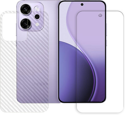 SOMTONE Front and Back Tempered Glass for Oppo Reno14 Pro 5G Tempered Glass Screen Protector | Anti-Scratch | Edge to Edge Full Coverage | 9H Hardness (1 FRONT TEMPERED GLASS PROTECTOR + 1 BACK CARBON FIBER SKIN)(Pack of 1)