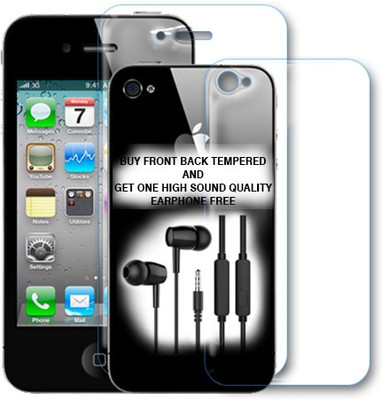 ARBAN Front and Back Tempered Glass for I PHONE 4 FRONT BACK TEMPERED GLASS BUY AND GET EARPHONE FREE(Pack of 1)