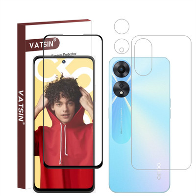 Vatsin Front and Back Tempered Glass for Oppo A58, Oppo A58 [With Rear Camera Lens Guard](Pack of 3)