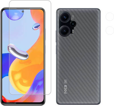 Ten To 11 Front and Back Tempered Glass for Poco F5 5G, Poco F5 5G [Back Carbon Fiber](Pack of 2)