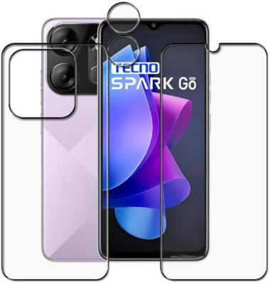 DOWRVIN Front and Back Tempered Glass for Tecno Spark GO 2023 front and back , camera lens tempered glass(Pack of 3)