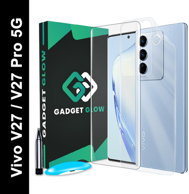 Gadget Glow Front and Back Tempered Glass for Vivo V27 Pro 5G, V27 Pro, ( 1 UV Tempered Glass front with 1 Back Nano Fiber Guard )(Pack of 2)