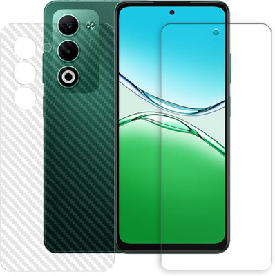 SOMTONE Front and Back Tempered Glass for Oppo A5 4G Tempered Glass Screen Protector | Anti-Scratch | Edge to Edge Full Coverage | 9H Hardness (1 FRONT TEMPERED GLASS PROTECTOR + 1 BACK CARBON FIBER SKIN)(Pack of 1)
