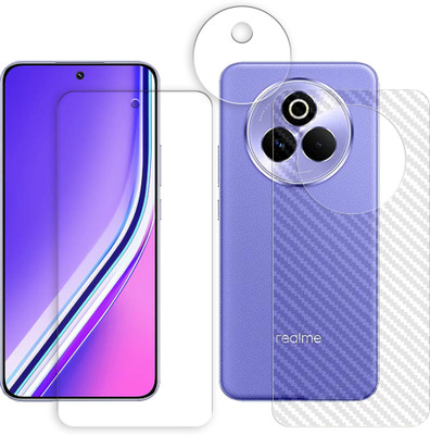 ARBAN Front and Back Tempered Glass for Realme P3 Pro 5G Tempered Glass Screen Protector | Anti-Scratch | Edge to Edge Full Coverage | 9H Hardness (1 FRONT SCREEN GUARD + 1 BACK CARBON FIBER SKIN + 1 CAMERA LENS PROTECTOR)(Pack of 1)