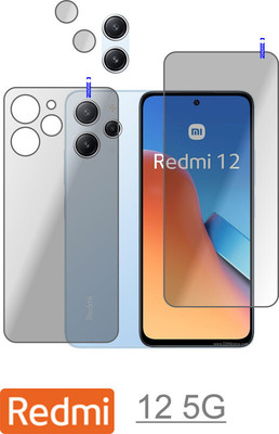 PONDRIK Front and Back Tempered Glass for REDMI 12 5G(Pack of 3)