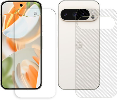 ARBAN Front and Back Tempered Glass for Google Pixel 9 Pro 5G (1 FRONT TEMPERED GLASS AND 1 BACK CARBON FIBER SKIN PROTECTOR)(Pack of 1)