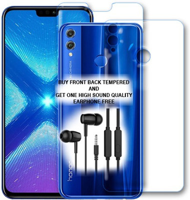 SOMTONE Front and Back Tempered Glass for Honor 8X FRONT BACK TEMPERED GLASS BUY AND GET EARPHONE FREE(Pack of 1)