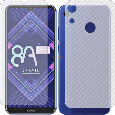 TELTREK Front and Back Tempered Glass for HONOR 8A PRIME (Front Matte Finish & Back 3d Carbon Fiber)(Pack of 2)