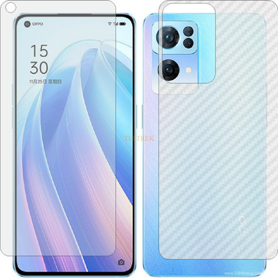 TELTREK Front and Back Tempered Glass for OPPO RENO7 PRO 5G PFDM00 (Front Matte Finish & Back 3d Carbon Fiber)(Pack of 2)