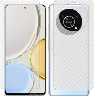 TELTREK Front and Back Tempered Glass for HONOR X9 (Front Matte Finish & Back 3d Carbon Fiber)(Pack of 2)