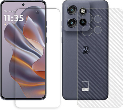 MUTAALI Front and Back Tempered Glass for Motorola Moto S50 5G FRONT TEMPERED GLASS AND 1 BACK CARBON FIBER SKIN PROTECTOR)(Pack of 1)