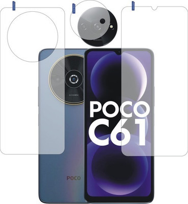 Flp1onBuy Front and Back Tempered Glass for POCO C61 with Camera lens(Pack of 3)