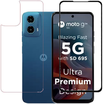 HOBBYTRONICS Front and Back Tempered Glass for Motorola G34 5G, Moto G34 5G(Pack of 1)