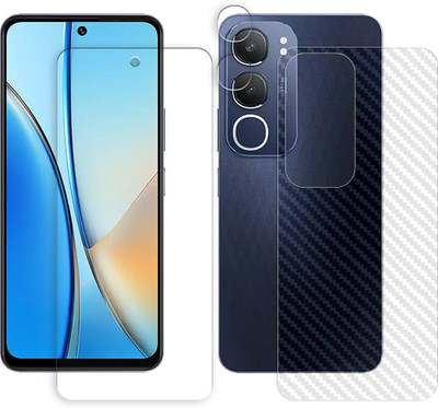 ARBAN Front and Back Tempered Glass for vivo Y29 5G Tempered Glass Screen Protector | Anti-Scratch | Edge to Edge Full Coverage | 9H Hardness (1 FRONT SCREEN GUARD + 1 BACK CARBON FIBER SKIN + 1 CAMERA LENS PROTECTOR)(Pack of 1)