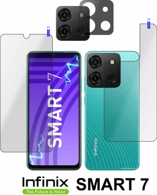 PONDRIK Front and Back Tempered Glass for Infinix SMART 7(Pack of 3)