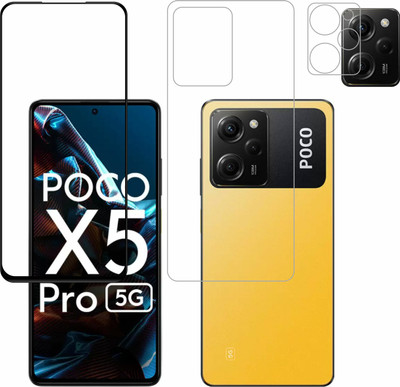 Vatsin Front and Back Tempered Glass for Poco X5 Pro 5G, Poco X5 Pro 5G [With Rear Camera Lens Guard](Pack of 3)