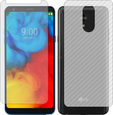 TELTREK Front and Back Tempered Glass for LG Q STYLO 4 (Front Matte Finish & Back 3d Carbon Fiber)(Pack of 2)