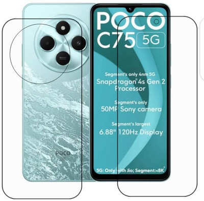 AHWAVEEDA Front and Back Tempered Glass for POCO C75 5G(Pack of 2)