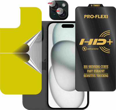 skrechtech Front and Back Tempered Glass for Apple iPhone 15, iPhone 15, {Camera lens}(Pack of 3)