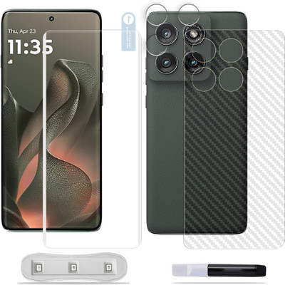 SOMTONE Front and Back Tempered Glass for Motorola Edge 5G (2025) Tempered Glass Screen Protector ( 1 UV TEMPERED GLASS SCREEN PROTECTOR + 1 BACK CARBON FIBER SKIN + CAMERA LENS PROTECTOR )(Pack of 1)