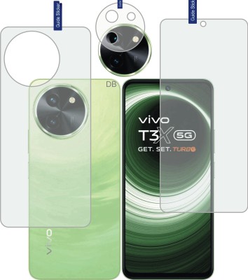 DESIBUZZ Front and Back Tempered Glass for vivo T3x 5G, (Flexible), camera lens(Pack of 3)