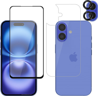 Vatsin Front and Back Tempered Glass for Apple iPhone 16, Apple iPhone 16 [With Rear Camera Lens Guard](Pack of 3)