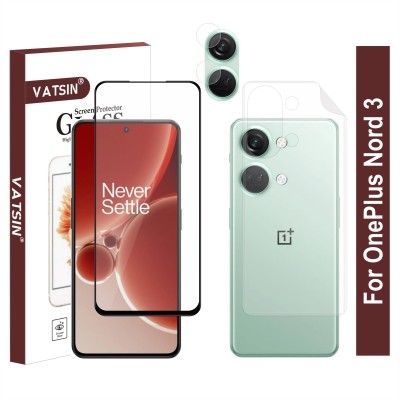 Vatsin Front and Back Tempered Glass for OnePlus Nord 3, OnePlus Nord 3 [With Rear Camera Lens Guard](Pack of 3)