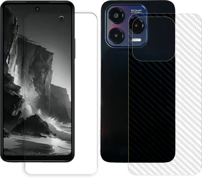 SOMTONE Front and Back Tempered Glass for Lava Shark 4G Tempered Glass Screen Protector | Anti-Scratch | Edge to Edge Full Coverage | 9H Hardness (1 FRONT TEMPERED GLASS PROTECTOR + 1 BACK CARBON FIBER SKIN)(Pack of 1)