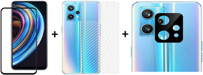 RAGRO Front and Back Tempered Glass for Edge To Edge Tempered Glass And Back Stripes Skin And Camera Tempered Glass (3 in 1) Combo For Realme 9 4G(Pack of 1)