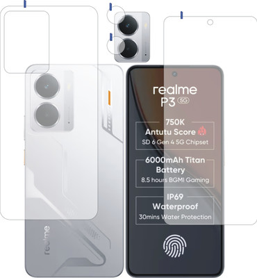 Screen Protector Front and Back Tempered Glass for realme P3 5G(Pack of 3)