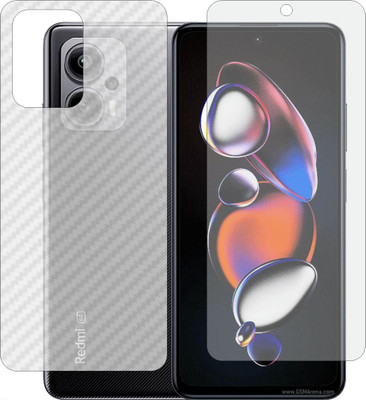 MOBART Front and Back Tempered Glass for Xiaomi Redmi Note 12T Pro 5G (Matte Front & Carbon Fiber Skin for Back)(Pack of 2)
