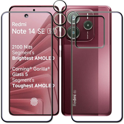 tombik Front and Back Tempered Glass for 6gc-Redmi Note 14 SE 5G-fb,lens(Pack of 3)
