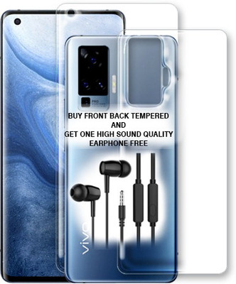 SOMTONE Front and Back Tempered Glass for vivo X50 Pro FRONT BACK TEMPERED GLASS BUY AND GET EARPHONE FREE(Pack of 1)