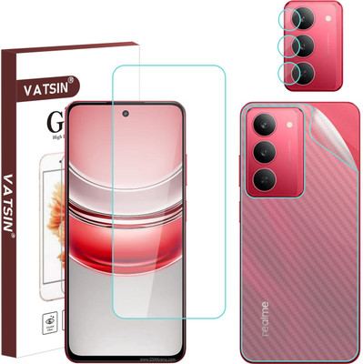 Vatsin Front and Back Tempered Glass for Realme P3 Lite 5G, Realme P3 Lite 5G [Back Carbon Fiber] [Rear Camera Lens Guard](Pack of 3)