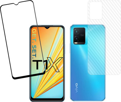 Vatsin Front and Back Tempered Glass for ViVO T1X, ViVO T1X (Back Carbon Fiber)(Pack of 2)